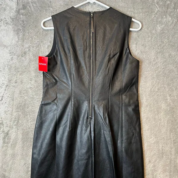 Spanx Leather Like Sleeveless Sheath Dress‎ Luxe Black 20392R Size Small - Image 5