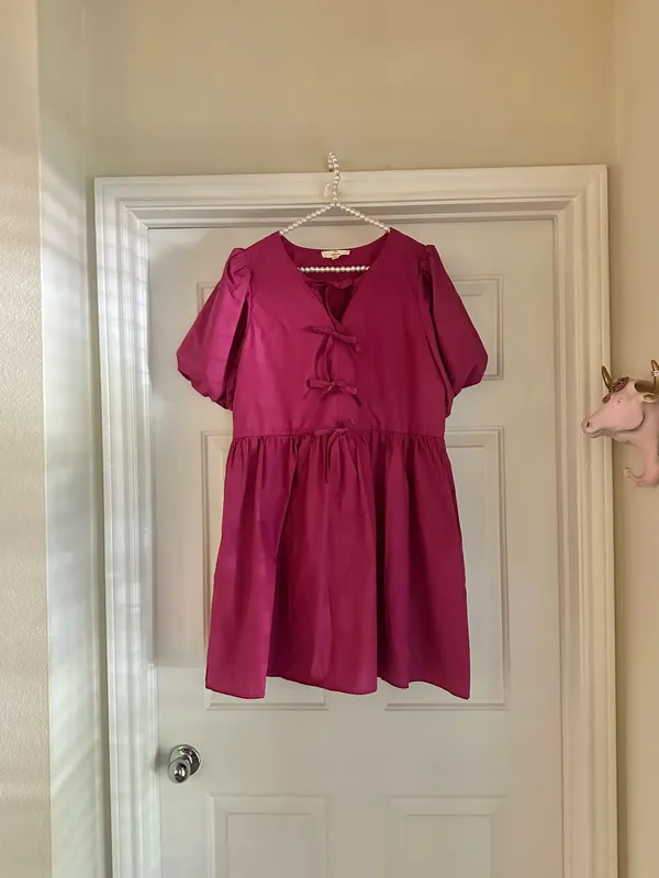 Entro Plum Bow Puff Sleeve Dress - Image 2