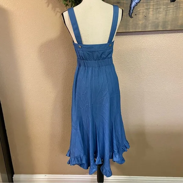 NWOT Lulus Darling Time Blue Chambray Handkerchief Midi Dress With Pocke… - Image 7