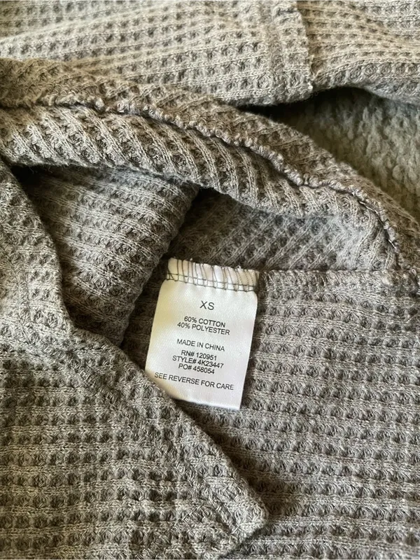 Pink Rose Gray Waffle V-Neck Pullover Sweatshirt - Image 5