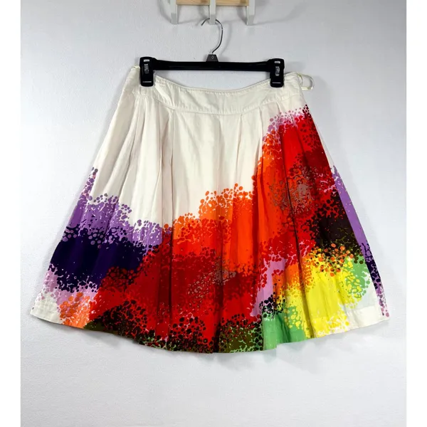 Cordelia Women’s Size 6 Multicolor‎ Abstract Print Pleated Cotton Skirt - Image 2