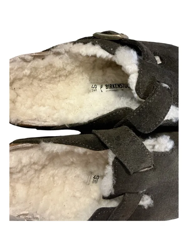 Birkenstock Boston Black Suede Shearling-Lined Clogs - Size 40 - Image 5