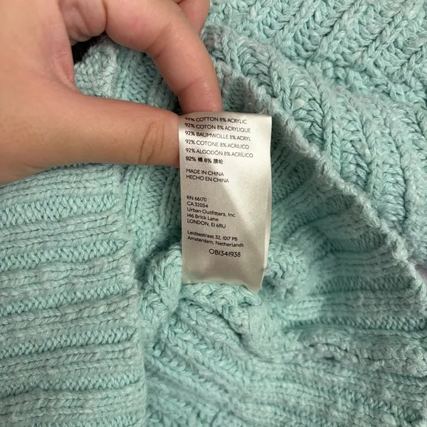 Free People Sunset V-Neck Pullover Sweater Women's M Blue Chunky Knit Boho Cozy - Image 10