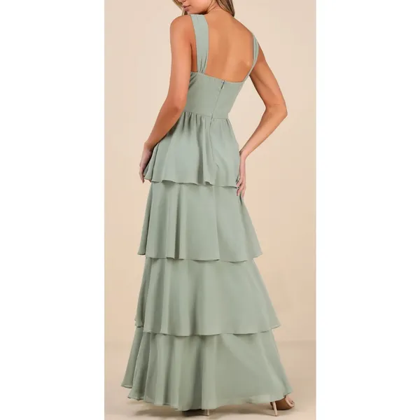 Lulus Carlynda Tiered Bustier Maxi Dress in Sage Brush - Image 2