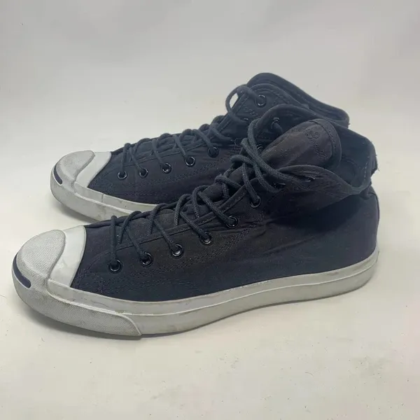 Converse Jack Purcell Canvas High Top Sneakers‎ Black White Size 10.5 - Image 9