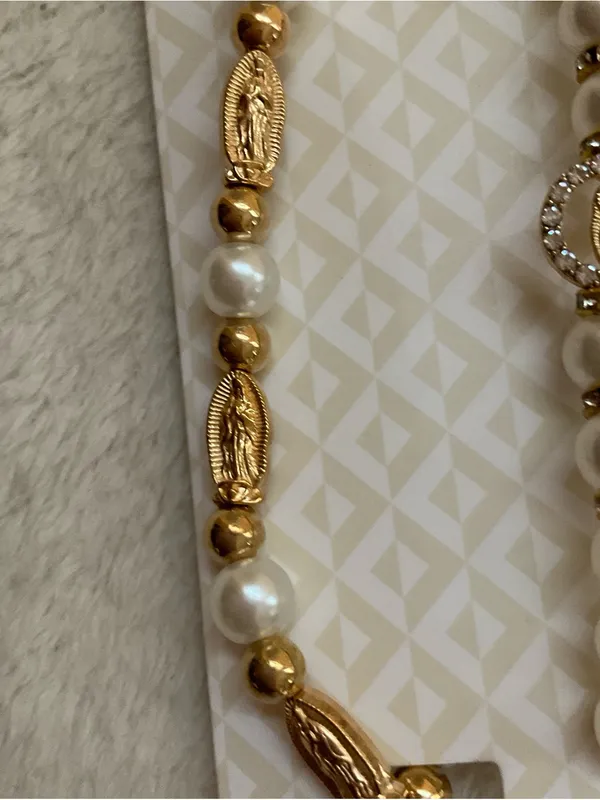 Gold & Pearl Beaded Bracelet Set - Image 6