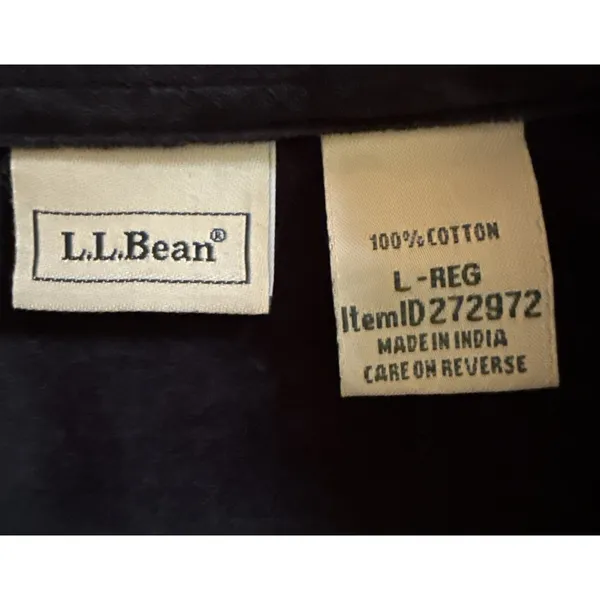 LL Bean Top Womens Size L Black Velvet Long Sleeve Button Up Collar Cotton Vntge - Image 3