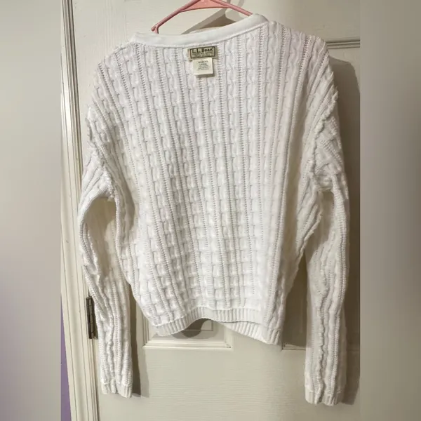 L.L. Bean Women's Cream Cable Knit Sweater - Image 4