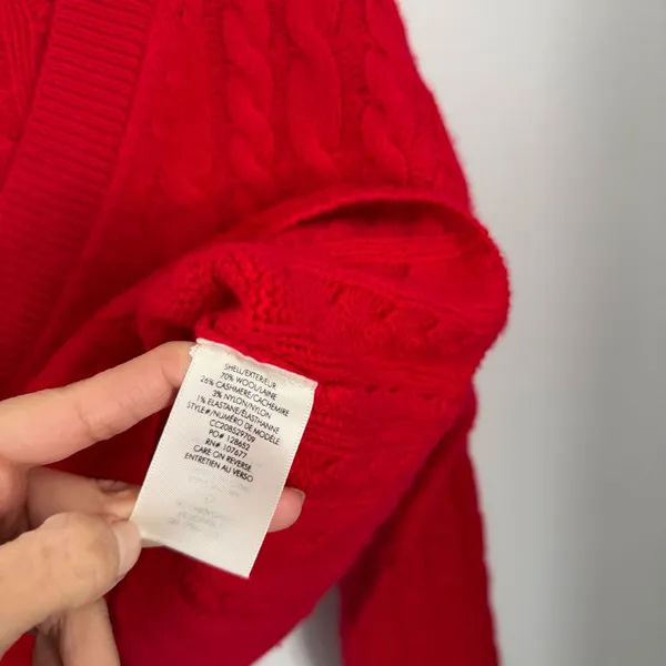 Alice + Olivia XS Ayden Crop Wool Cashmere Sweater‎ Cable Knit Red Valentines - Image 6