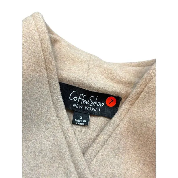NWT Coffee Shop Apparel Womens Camel Belted Wool Blend Coat Size S - Image 12