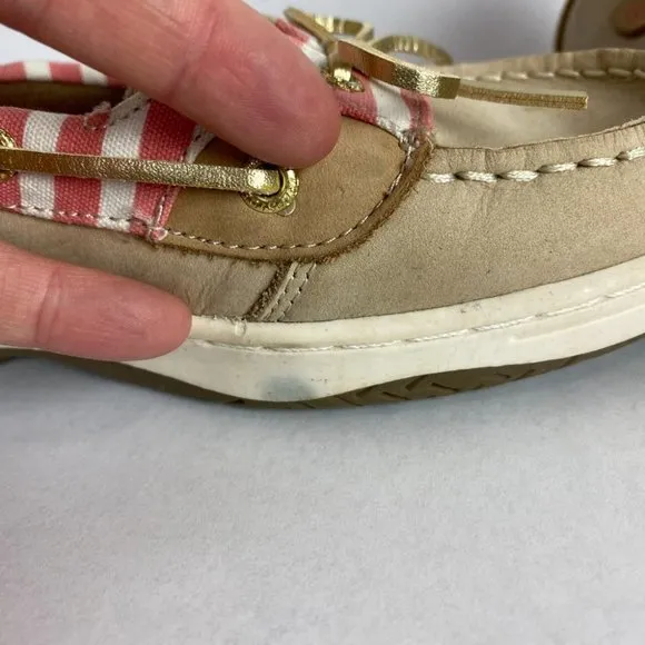 Sperry Top‎ Sider Angelfish Boat Shoes Women 6 Leather Cream Pink Nautical Flats - Image 11
