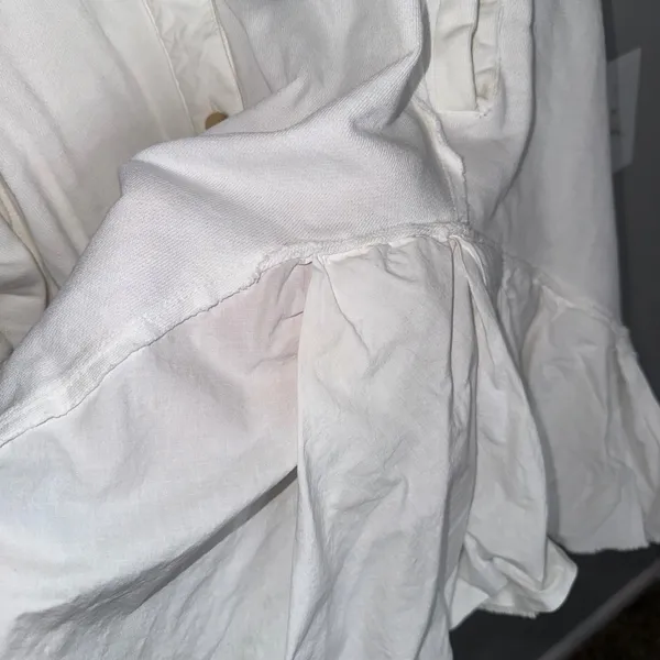 Free People Buttondown Ruffle Hem Shacket Women OS White‎ Oversized Cotton Boho - Image 8