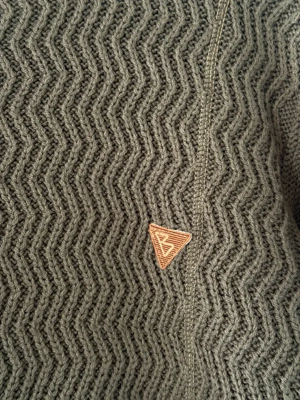 Vintage Green Chunky Knit “B” Embroidered Sweater - Image 2