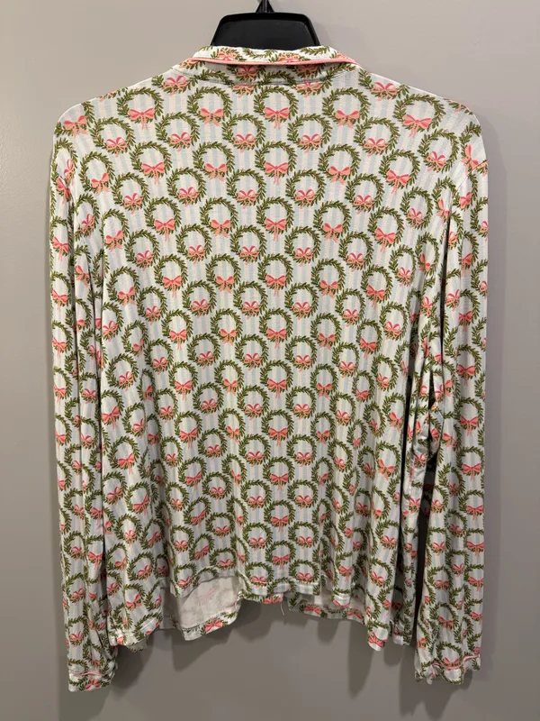 Mary Square Charlotte Long Sleeve Button-Up Pajama Top and Pants Set Deck The Halls - Image 8
