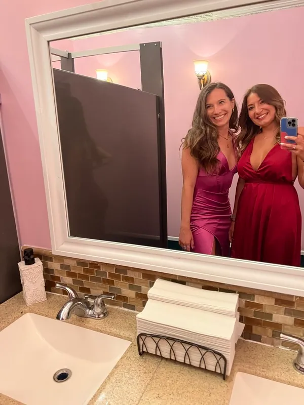 hot Pink Silk Fancy Dress With Slit - Image 2
