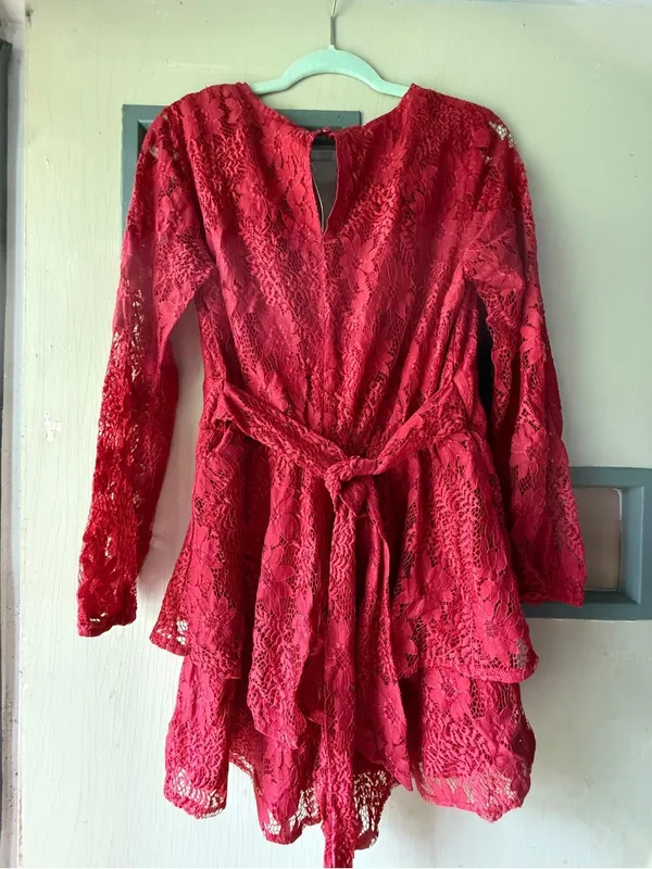 Fabletics Red Lace Long-Sleeve Romper - Image 7