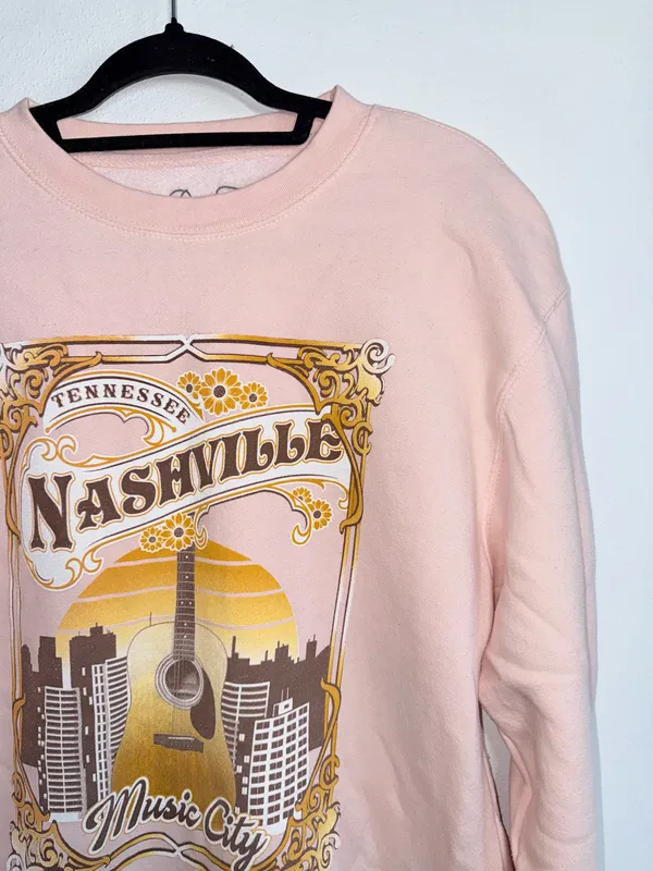 Nashville TN Light Pink Music City Graphic Sweatshirt Boutique - Image 3