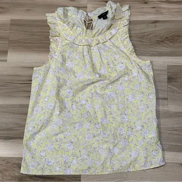 J. Crew Floral Ruffle Tank Top Blouse Women’s XS - Image 2