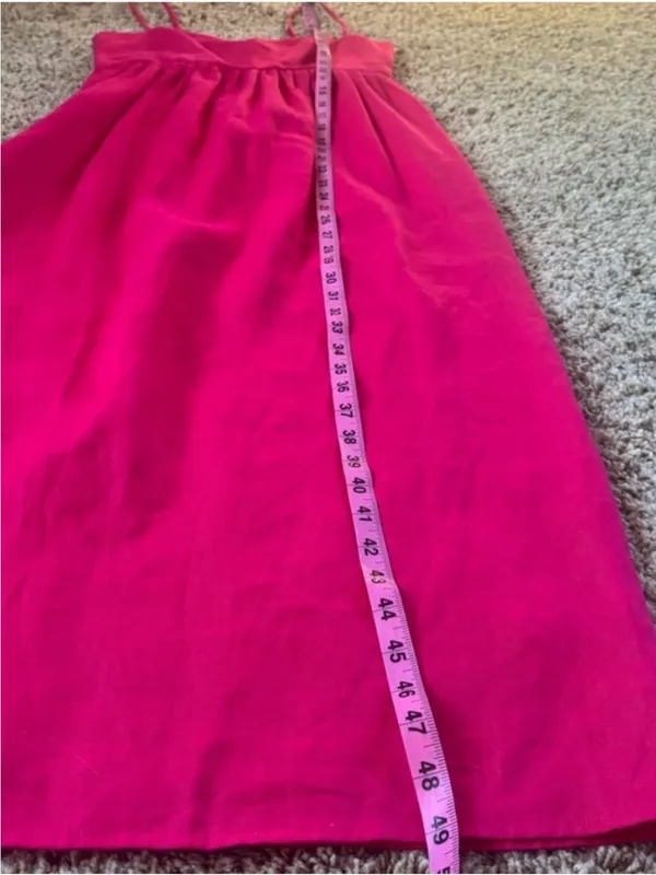 Reformation 100% Linen Bright Pink Spaghetti-Strap Dress - Image 6