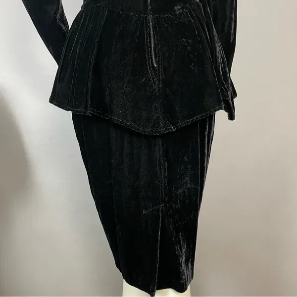 Vintage Scott McClintock Velvet Dress Lace Sequins Peplum‎ 80s 90s Drama Formal - Image 7