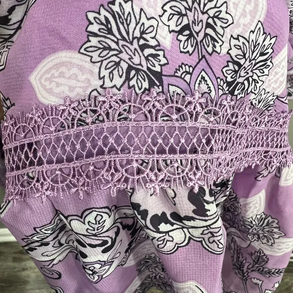Lane Bryant NWT Sz 24 Sleeveless Notch Neck Elastic Waist Purple Floral Dress - Image 5