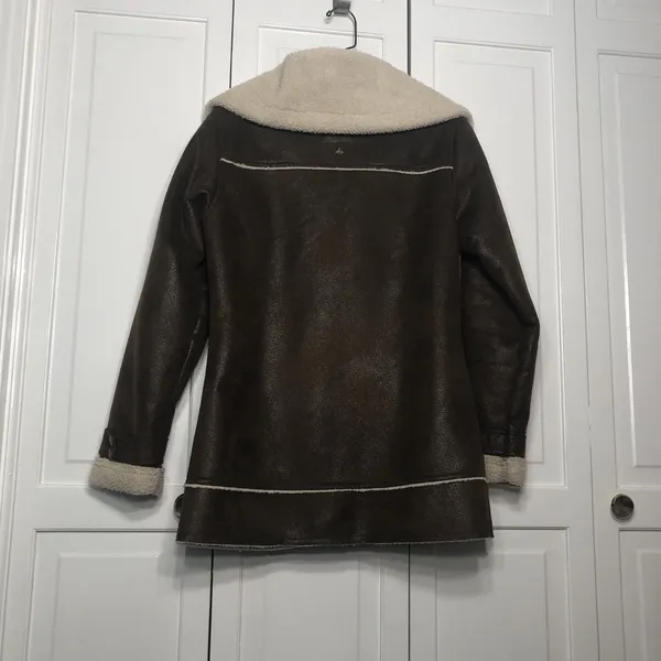 Prana Women’s Faux Suede Full Zip Sherpa Jacket Coat Small Excellent Condition - Image 9