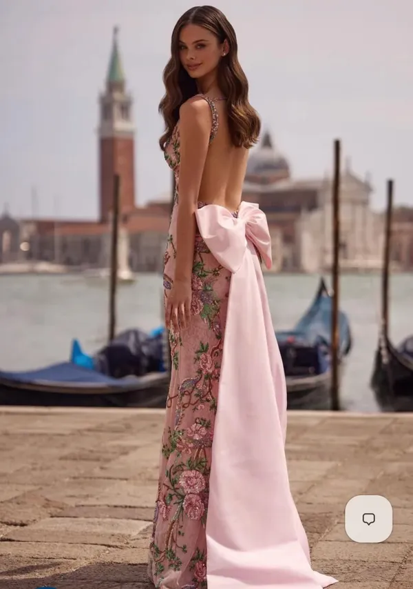 Sherri Hill Prom Dress Pink with bow (originally 1200) - Image 2