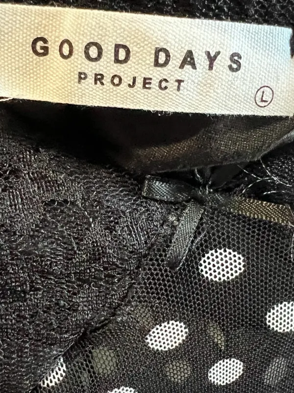 Good day projects‎ Black Polka Dot Lace femine dainty top size large - Image 3