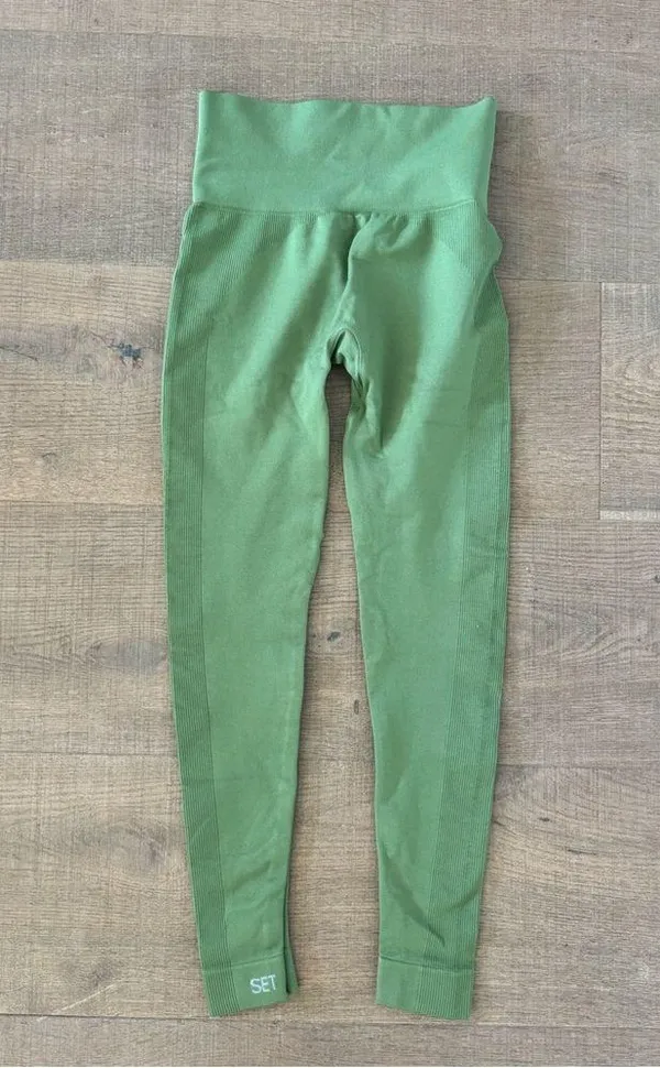 set active green full length high waisted workout yoga leggings - Image 5