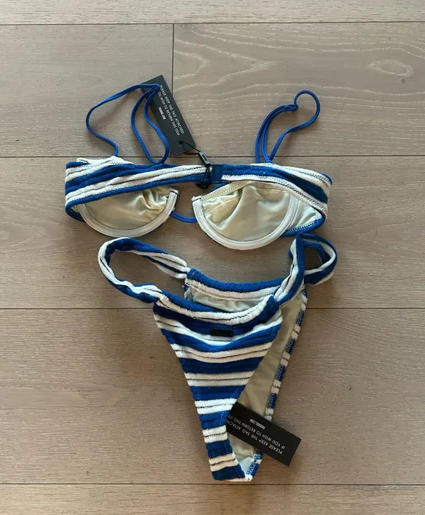 Triangl Blue and White Striped Bikini - Image 2