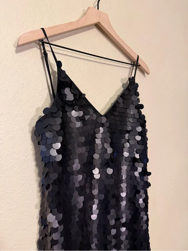 Line + Dot - Revolve Luster Mini Slip Dress Black Sequin Size Small - Image 4