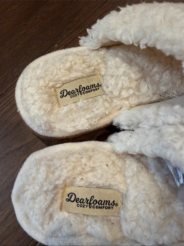 dearfoams Plush Cream Faux-Shearling Slide Slippers Size Large 9/10 - C16-063 - Image 3