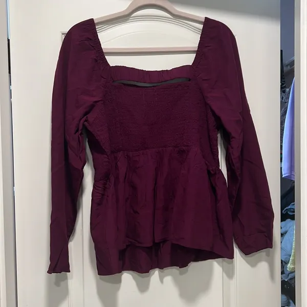 Old Navy Plum Long Sleeve Blouse - Image 2