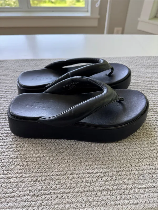 ASOS Black Padded Flip Flop Platform Sandals Sz 6 - Image 3