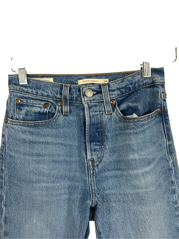Levi's Wedgie Straight Leg Classic Blue Jeans Button Fly WOMEN’S SIZE 24 Waist - Image 2