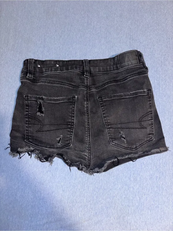 American Eagle Women’s Black Distressed Denim Shorts - Image 5