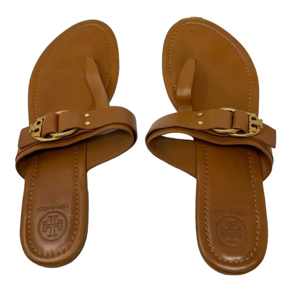 Tory Burch Tan Leather Marsden Flat Thong Sandal Size 9.5 - Image 6