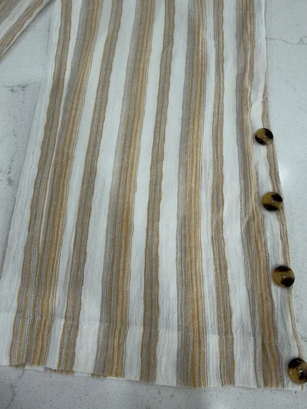 High-Rise Striped Cropped Wide-Leg Pants in Beige capris - Image 3