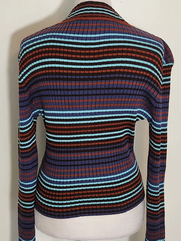 Madden NYC Multicolor Striped Ribbed Knit Crop Top Size Large - Image 5