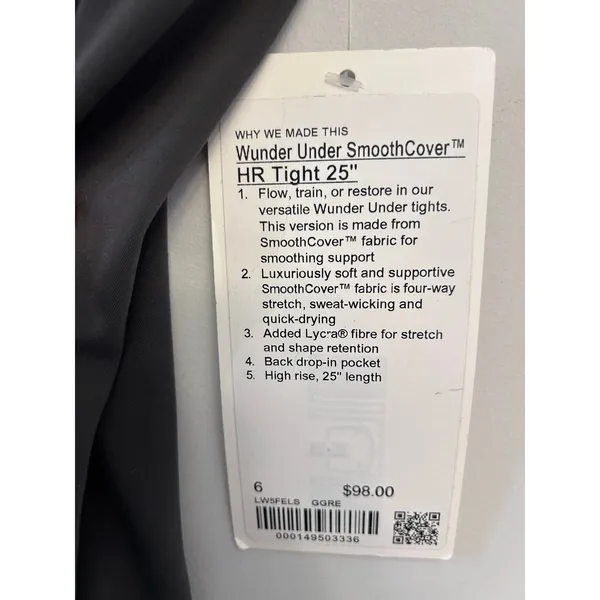 Lululemon wonder under smoothcover high rise tight size 6 25” graphite grey New - Image 5