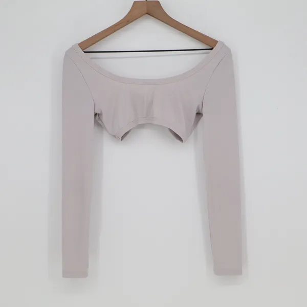 SHEIN Crop Top Womens S Twisted Front Ribbed Long Sleeve Lavender Excellent - Image 3