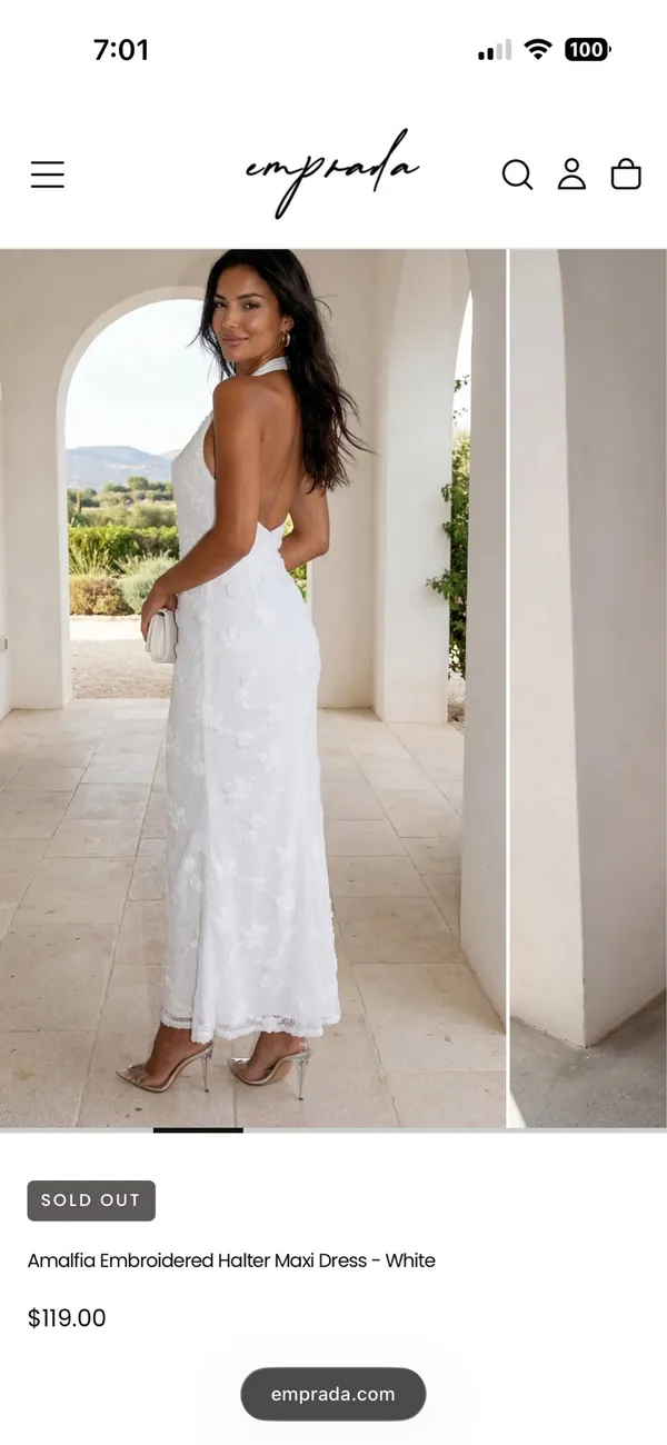 Emprada Halter Neck White Dress - Image 3