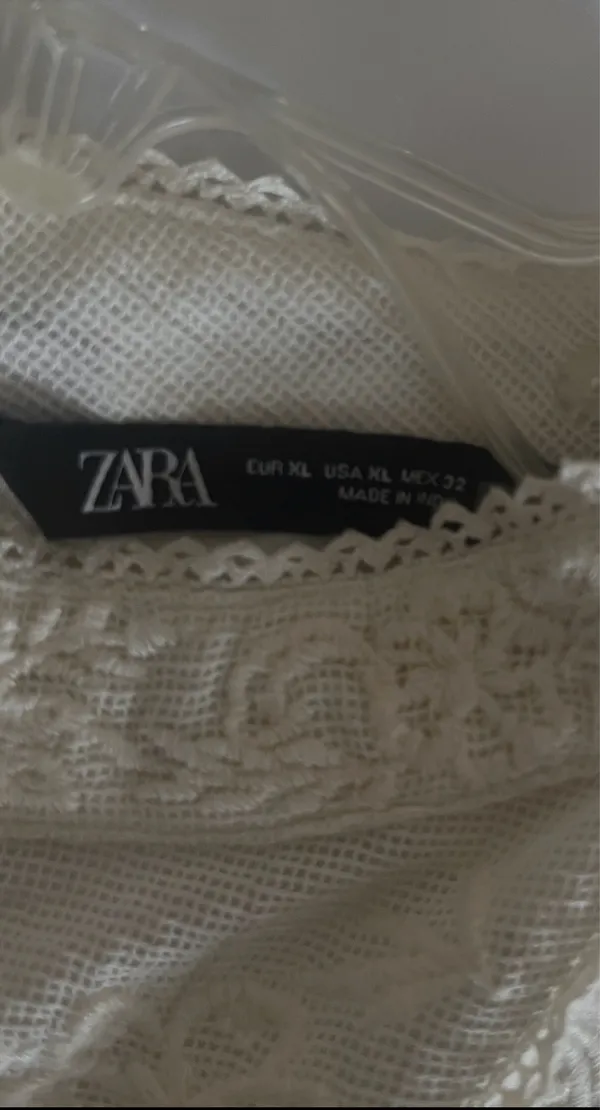 ZARA Textured Tweed Short Sleeve Top - Off White / Beige - Size XL - NWOT - Image 10