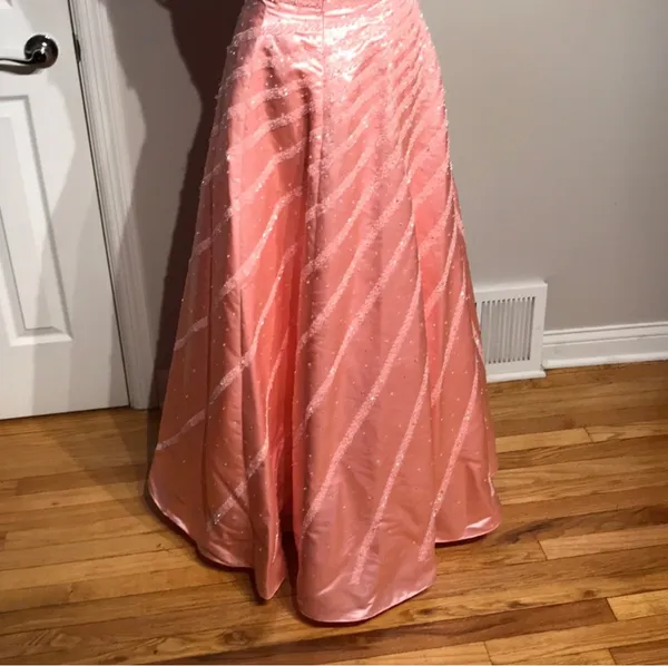 Ice & Fire Vintage Y2k Coquette Pastel Embellish Bead Line Striped A-line Formal Evening Prom Gown corset - Image 7