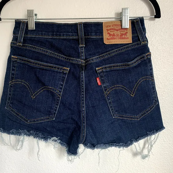 Levi's High Rise Cutoff Denim Shorts in‎ Dark Blue Wash - Image 2