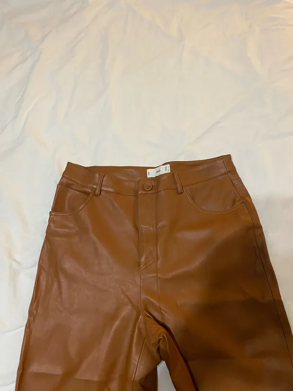 Mango Brown Leather Pants - Image 3