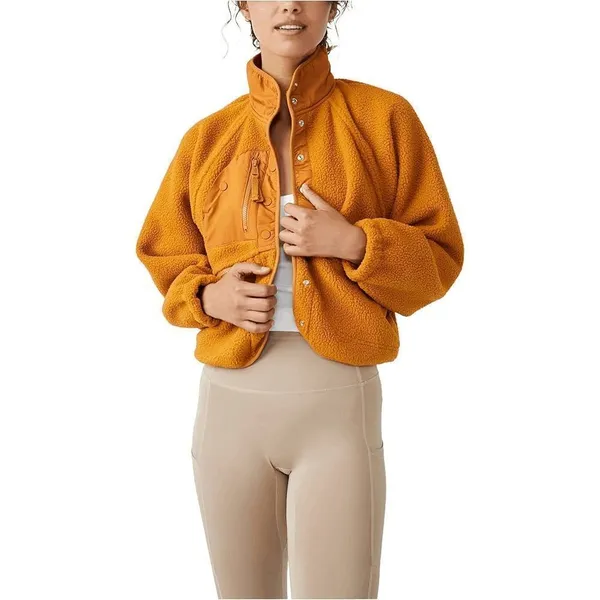 Free People Hit The Slopes Fleece‎ Jacket Russet Orange Oversized Small - Image 10
