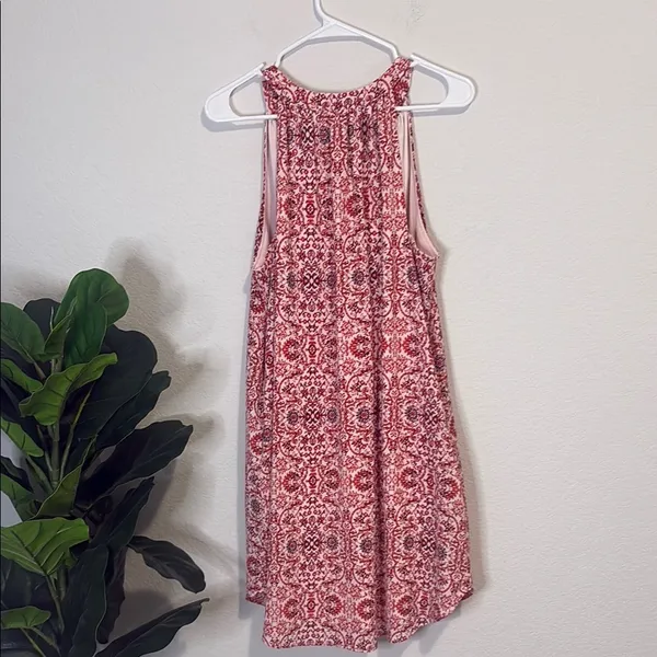 C & E Red Patterned Sleeveless tassel Dress Large - Image 6