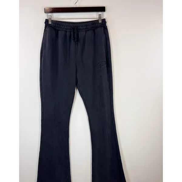 Panache Womens Pants Black Terry Flare Sweatpants Embroidered Casual Size Large - Image 5