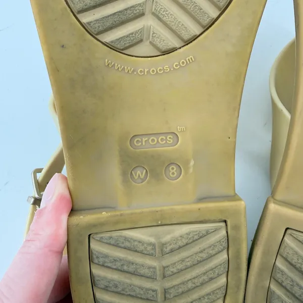 Crocs Tulum Strappy Sandal‎ Pink Clay Cream Tan Women 8 Shimmer Buckle Ankle - Image 8